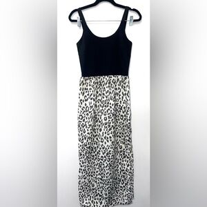 Black and White Leopard Print Maxi Dress, cutout back, size  medium